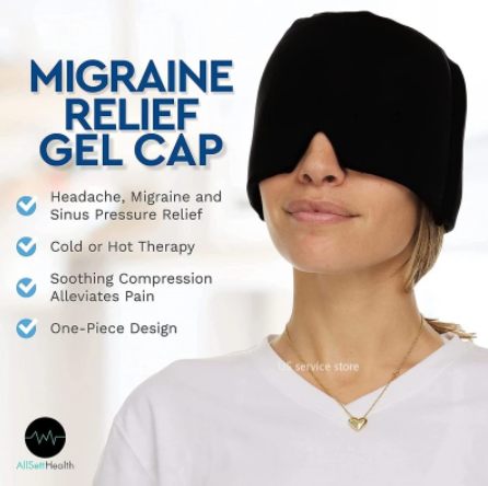 Migraine Relief Hat Ice Pack Headache Relief Gel Eye Mask Cold Therapy Migraine Face Mask Elastic Bag